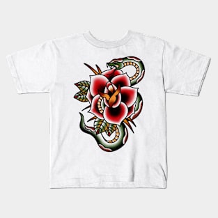 Traditional Snake and Flower Piece Kids T-Shirt